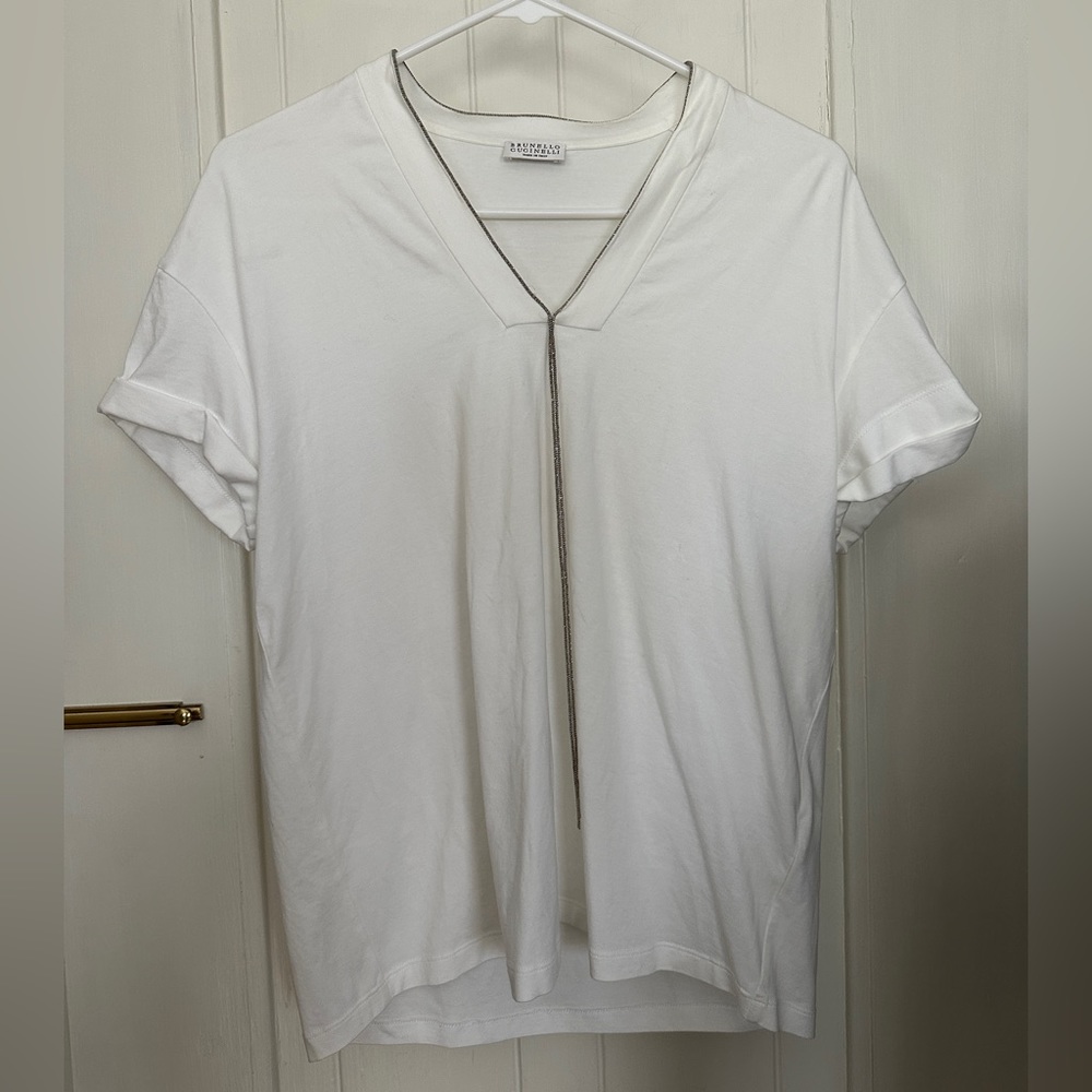 Super soft white cucinelli tee